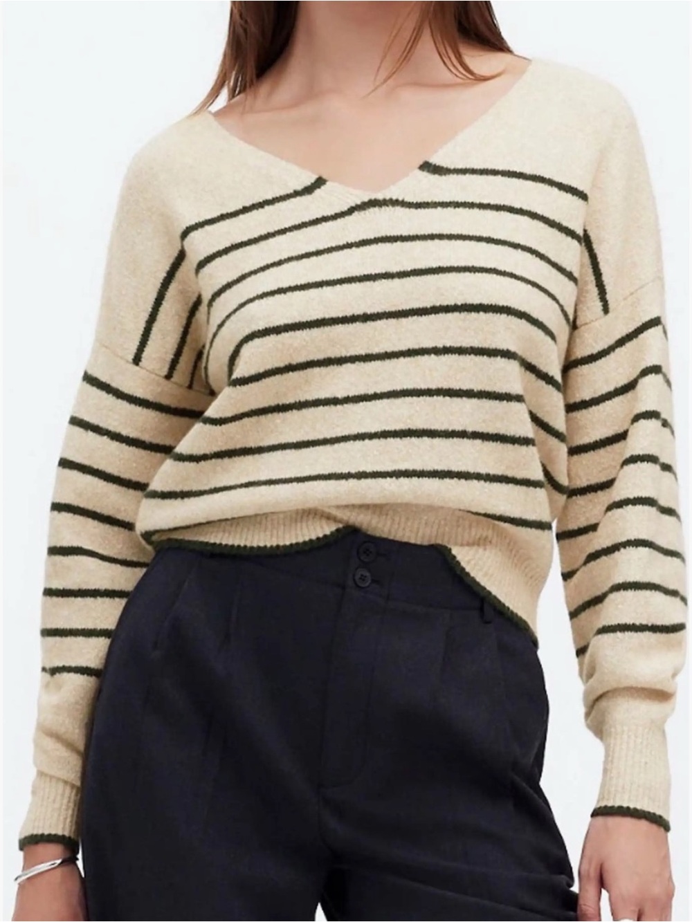 Madewell Wedged V-Neck Striped Sweater